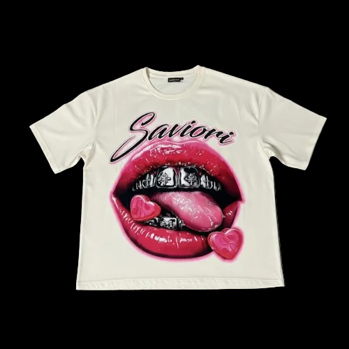 Saviori Premium Graphic Tee – Lips & Braces Streetwear Shirt