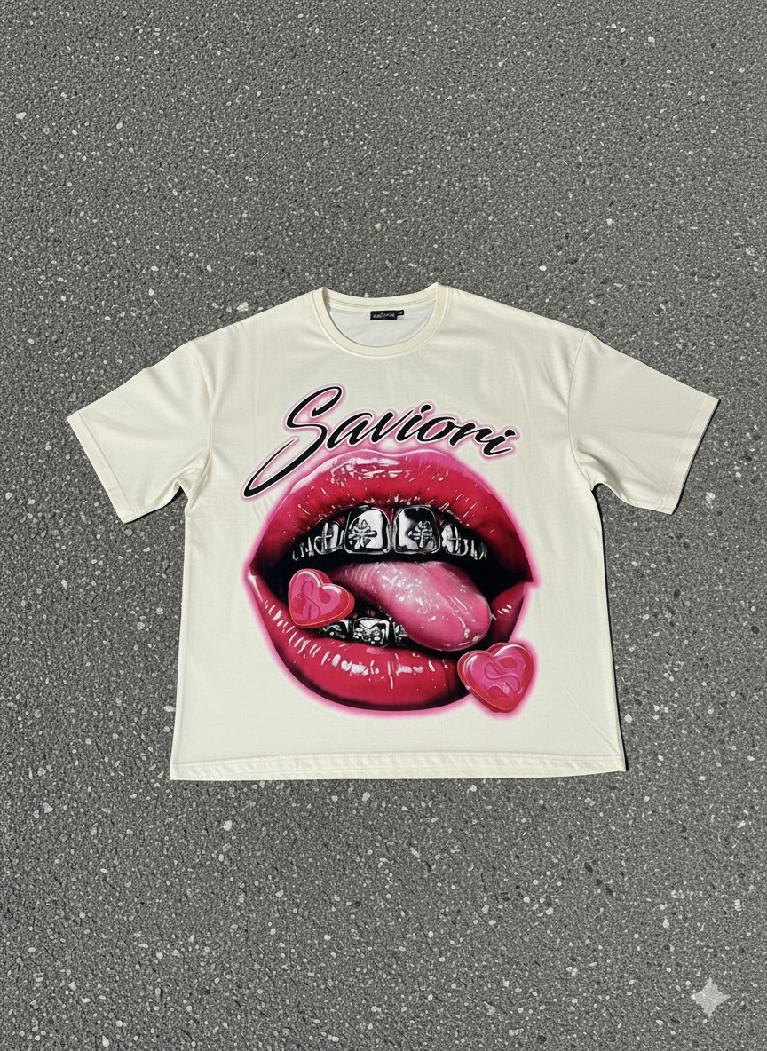 Saviori Premium Graphic Tee – Lips & Braces Streetwear Shirt