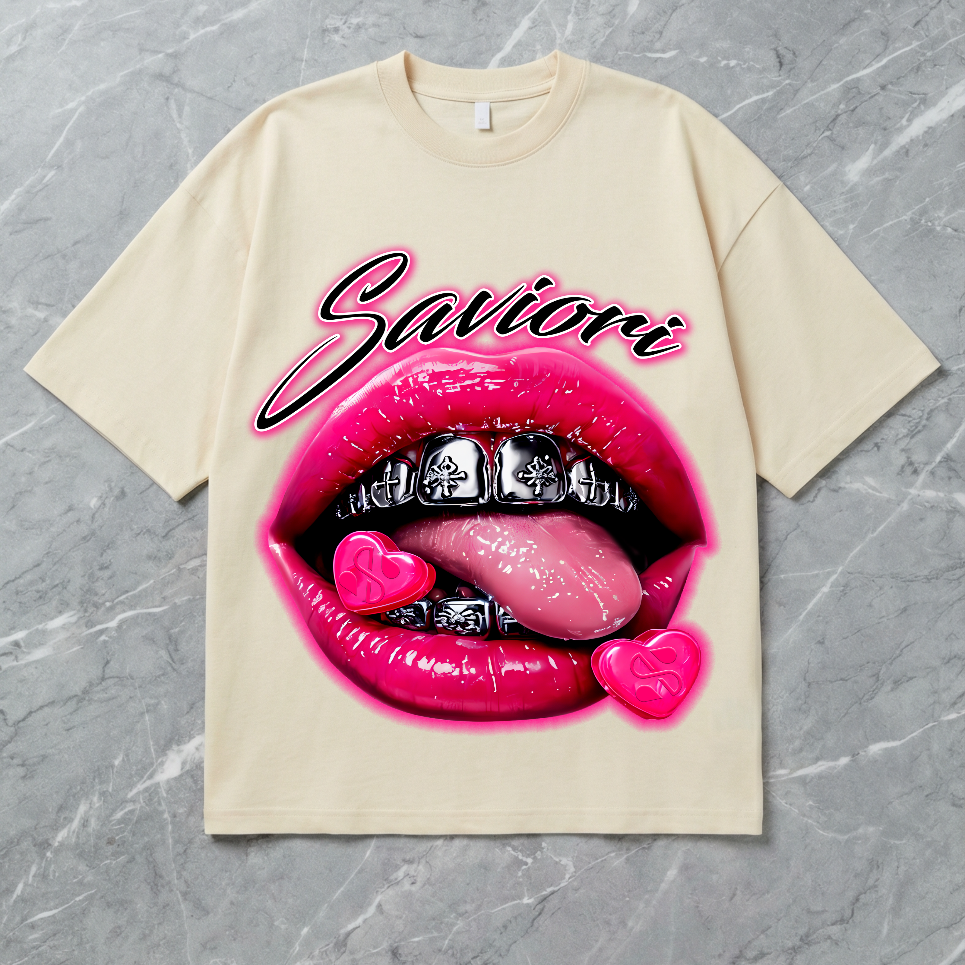 Saviori Premium Graphic Tee – Lips & Braces Streetwear Shirt